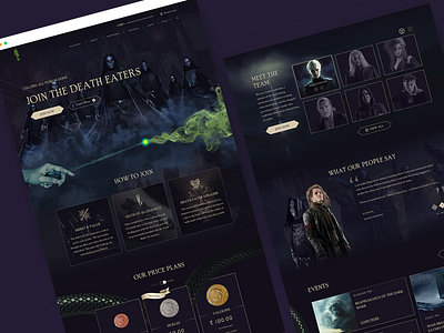 Voldemort Death Eaters Recruitment (Mocktober 2019) 2019 branding dark deatheaters design dribbbleweeklywarmup events harrypotter hogwarts mocktober mocktober2019 price table recruiting snake team ui ux voldemort website wizard