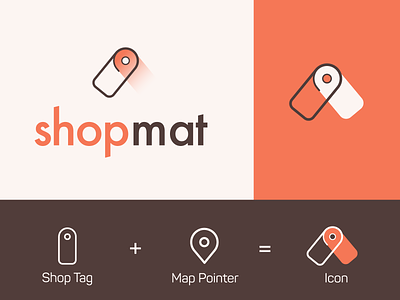 Shop Mat Logo brand branding brown design domain domain name domains gradient gradient color illustrator logodesign logos map maps mark orange shop shopping tag