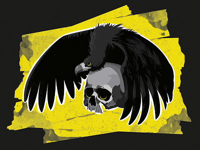 Trench animal bird flat fun art illustration illustrator skull texture yellow