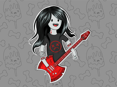 Marceline adobeillustator adventure time bones flat guitar halloween illustration stickers stiker vampire