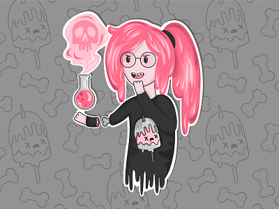 Princess Bubblegum adventure time bubble gum flat illustration illustrator skull stickers