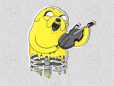 Jake adventure time animal flat halloween illustration pattern sticker sticker design violin