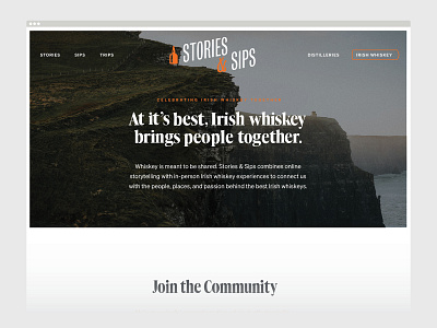 Unused Concept - Stories & Sips Website brand design brand identity branding identity ireland irish whiskey web web design website whiskey