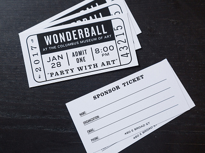 Wonderball 2017 Sponsor Ticket art museum op art print design