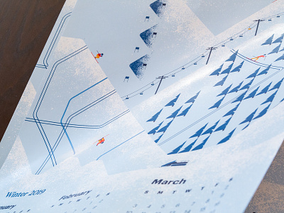 Hopkins Printing Winter 2018 Calendar calendar illustration poster print design skiing snowboarding winter