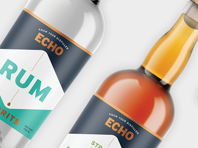 Echo Spirits Distilling Label Design bottle bottle design distillery distilling foil label design labels metallic packaging spirits