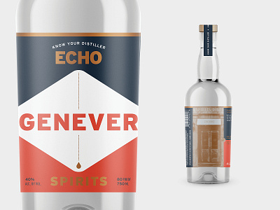 Echo Spirits Distilling Label Design bottle foil genever gin label design labels liquor package design packaging