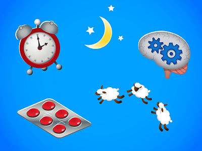 Pharmacy series - Insomnia elements brain drugs illustration illustrator insomnia moon sleep stylized