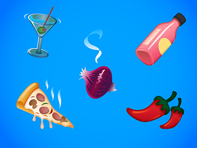 Pharmacy series - Upset stomach elements alcohol food illustration illustrator martini pizza stylized