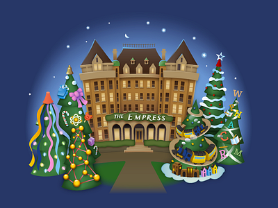 Christmas in Victoria 1 of 4 - Empress Hotel christmas empress holidays illustration illustrator kevincreative toys trees victoria xmas