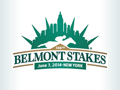 Kevincreative - Belmont Stakes 2014 logo gold green horse logo logo design nyc racing skyline