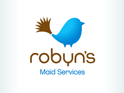 Kevincreative - Robyn's Maid Services bird blue brown cleaning logo logo design robin service