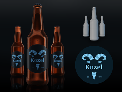 Beer "KOZEL" 3d 3d art beer blender branding illustration