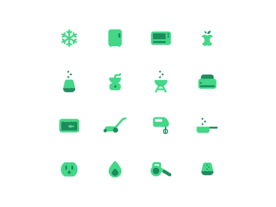 Sense Device Icons coffee grinder device grill home icon icon set icons lawn mower leaf blower printer smart toaster
