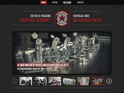 Stichwerk Hamburg website web dark black grey red gallery wordpress tattoo piercing hamburg