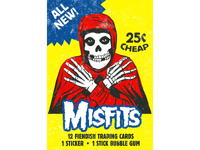 Vintage Misfits Trading Card Wrapper graphics halloween illustration illustrations illustrator ink monsters skateboard skateboarding skateboards texture