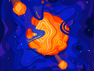 Incoming Asteroid 3d asteroid challenge digitalart galaxy illustration meteor milkyway procreate red bubble space vector
