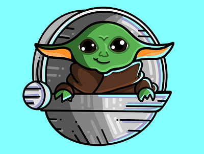 Baby Yoda! clean design flat flat design green icon illustration logo procreate starwars vector yoda