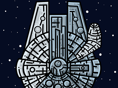 The Millennium Flacon Illustration clean designer digital art digital painting drawing flat icon iconography illustration illustrator millenium falcon procreate procreate art procreateapp starships starwars vector