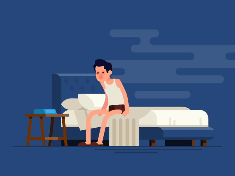 Sick guy animation bed cold design flat guy motion motion design night sick