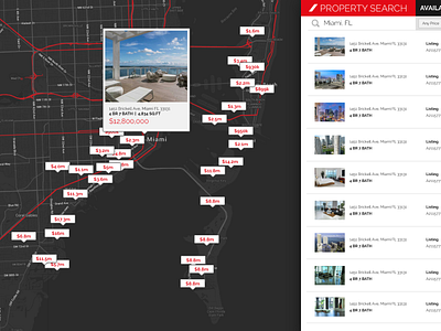 Relocate Miami Property Search Map app design location based map ui property search real estate ui ux website