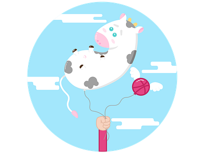 Baby cow balloon adobe baby cow balloon debut flat illustration
