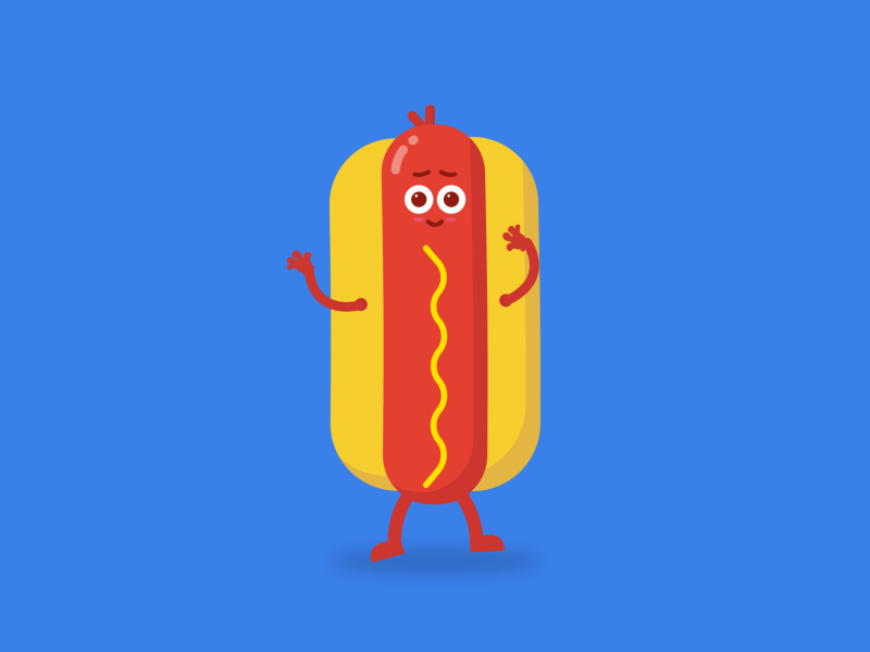 Hot Dog animation flat food hotdog illustration vector
