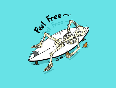 FEEL FREE! apparel art artforsale artoftheday artwork bali design designforsale diving enjoy feel flat flatdesign free freedom illustrasi illustration indonesia rppstdo skull