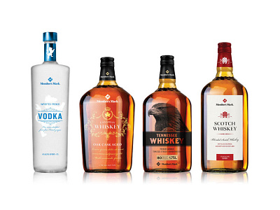 Sam's Club - Member's Mark Spirits Lineup alcohol bottle bourbon brand design liquor packaging scotch spirits vodka whiskey