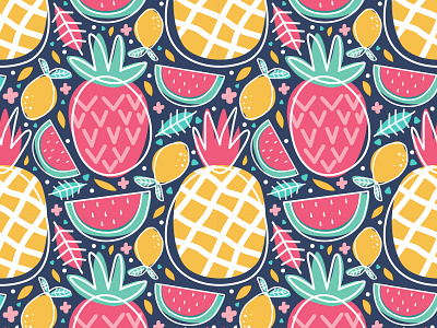 Tropical fruit seamless pattern