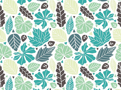 Vector Floral Foliage Leaves Seamless Pattern Background