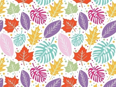 Vector Colorful Foliage Leaves Seamless Pattern Background