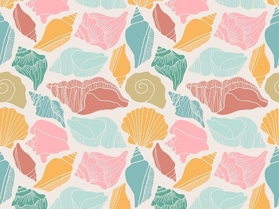 Vector Colorful Shells Seamless Pattern Background fabric pattern seamless surface surfacepattern