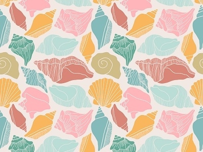 Vector Colorful Shells Seamless Pattern Background