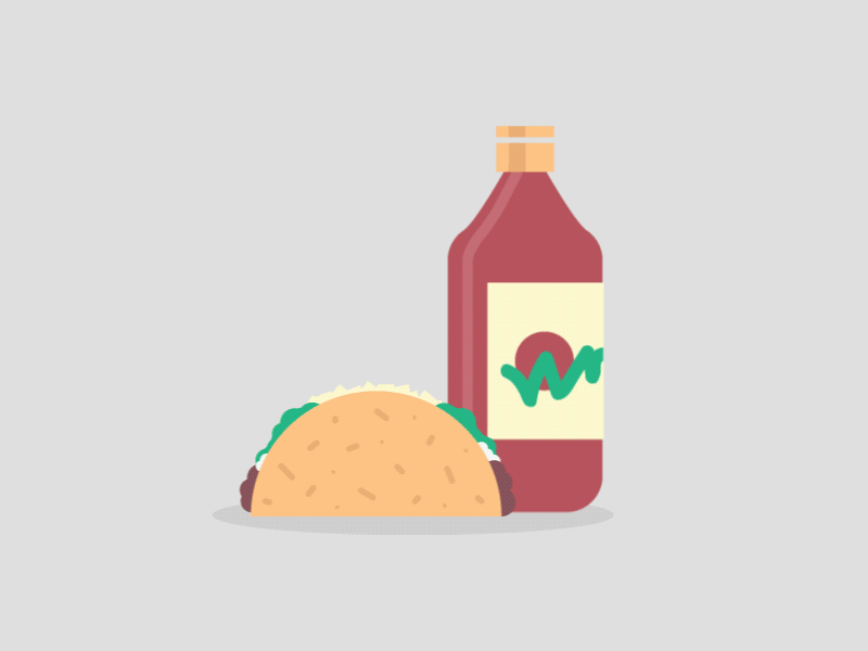 Solo un poco. animation flat food gif hot sauce illustration mexican simple spicy taco