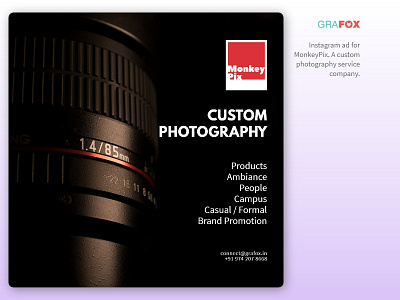 Monkey Pix ad design custom photography instagram photography