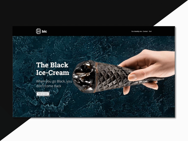 Bic Black Ice Cream dailyui landing page ui