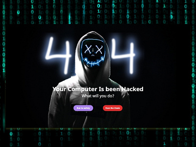 404 Error Page 404page dailyui error funny hacker hacking matrix smile smiley typography ui