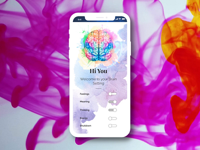 Brain Switch - hi you! would you like to shut your brain? after effect brain dailyui design switch button ui watercolor