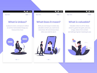 Unbox - Onboarding Self Mindfulness reflection app dailyui illustration onboarding onboarding ui ui undraw vector