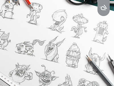 Monster Sketches cartoon character design monster pencil sketch rabbixel sketch