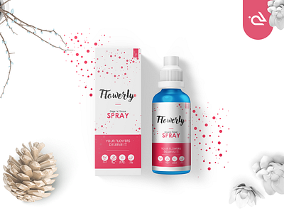 Flowerly Organic Spray Packaging Design beauty products cosmetic creams facial products flowerly graphics label packaging rabbixel spray