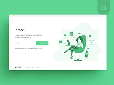 Landing Page Illustration - Prose. cartoon flat girl illustration landing page minimal office onboarding vector working