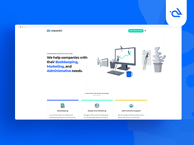 Illustration for Maventri - Bookkeeping, marketing and admin admin administrative bookkeeping cool flat gradient landing page illustration marketing modern onboarding