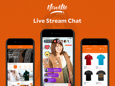 NowMe - Live Stream Chat App and Brand design android app design application chat app graphics live stream chat nowme shopping app uidesign