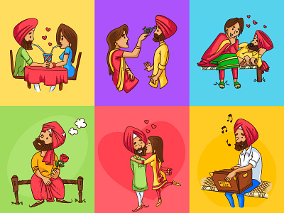 Punjabi People Vector Illustrations flat people indian people punjabi punjabi vector sardar sardarni vector