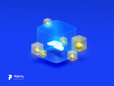 Concept Art Design for DigiPay 3d blue branding concept finance fintech graphic design icon icons blue logo p ui yellow