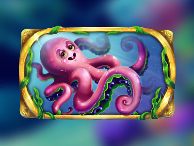 Octopus! 2d gold gold frame illustration octopus sea creatures
