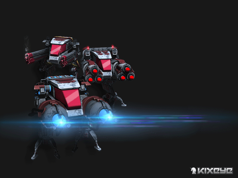 Mercenaries Mech Infrantry animation flash gif kixeye laser lens flare mech robot war commander