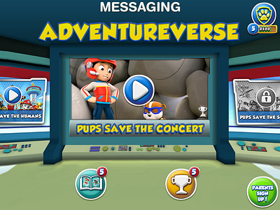 Puppy Patrol Mobile Game UI Main Menu cartoon game jr kids mobile nick patrol puppy stylized ui